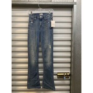 NWT Mother The Runaway Graffiti Girl Skinny Flare Stretch Distressed Jeans 25